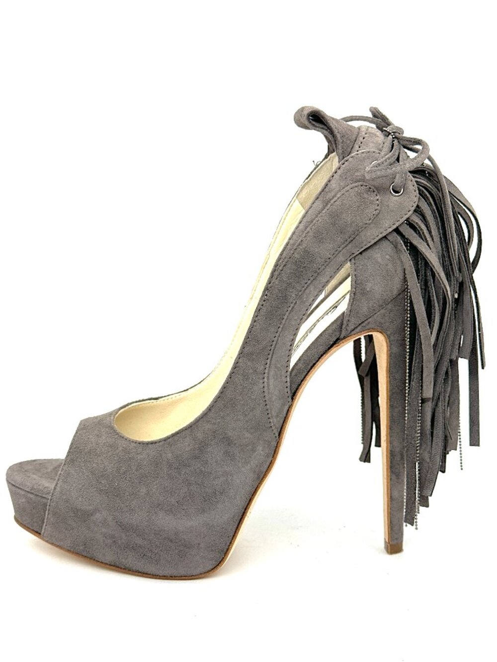 Brian Atwood VERNER Suede Fringe Platform Peep Open Toe Pumps Heels - Picture 2 of 14
